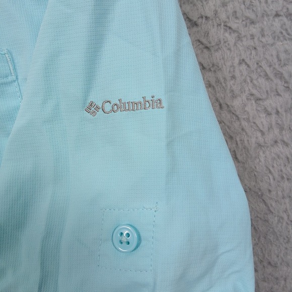 Columbia Omni-Shade Women's Long Sleeve Size L Light Blue UPF Sun Protection - Picture 4 of 9